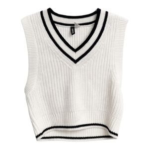 H&M White and Black Knit Vest